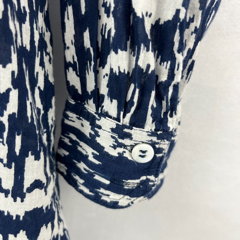 Judy Connally Tunic Shirt Sz S Lightweight Indian Cotton Navy White Abstract - Picture 5 of 12
